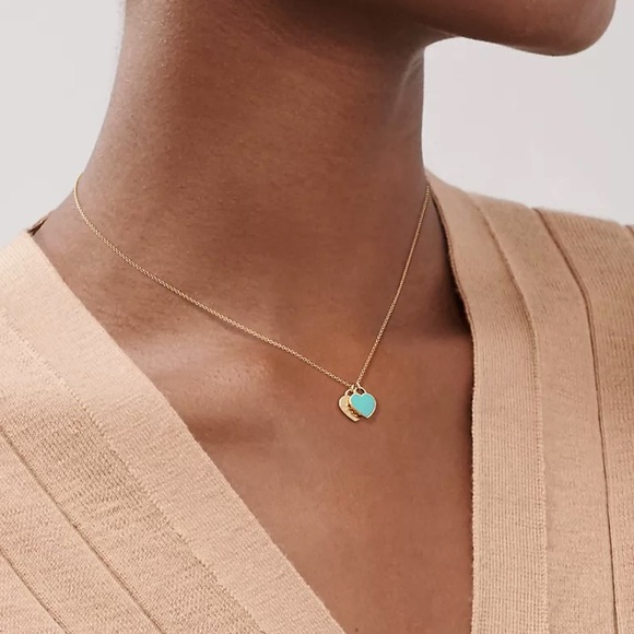 Tiffany & Co. Gold and Blue Mini Heart Pendant Necklace - Picture 4 of 17
